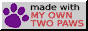 A button which says made with my own two paws